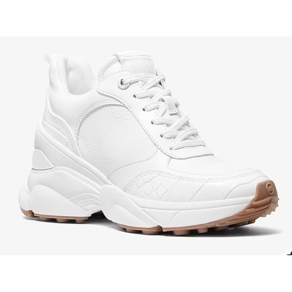 Michael Kors White Platform Sneakers Women's 9 Trainer Chunky Lace Up Gum Sole